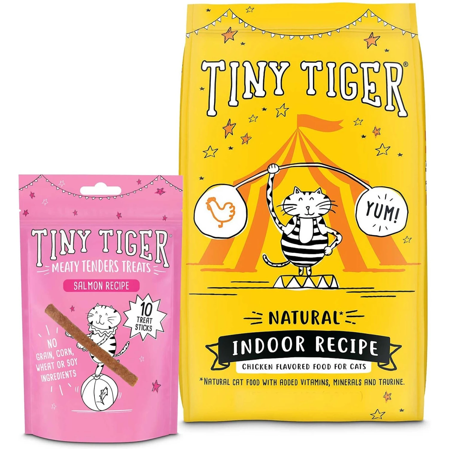 Tiny Tiger, Meaty Tenders Cat Treats, Salmon Recipe & Tiny Tiger, Natural Indoor Recipe Chicken Flavor Dry Cat Food 1 Tiny Tiger, Meaty Tenders Cat Treats, Salmon Recipe & Tiny Tiger, Natural Indoor Recipe Chicken Flavor Dry Cat Food