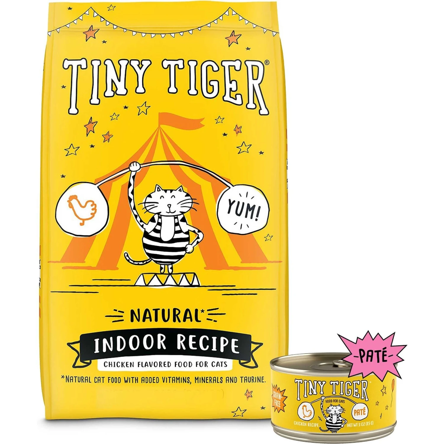 Tiny Tiger, Natural Indoor Recipe Chicken Flavor Dry Cat Food & Tiny Tiger Pate Chicken Recipe Grain-Free Canned Cat Food 1 Tiny Tiger, Natural Indoor Recipe Chicken Flavor Dry Cat Food & Tiny Tiger Pate Chicken Recipe Grain-Free Canned Cat Food