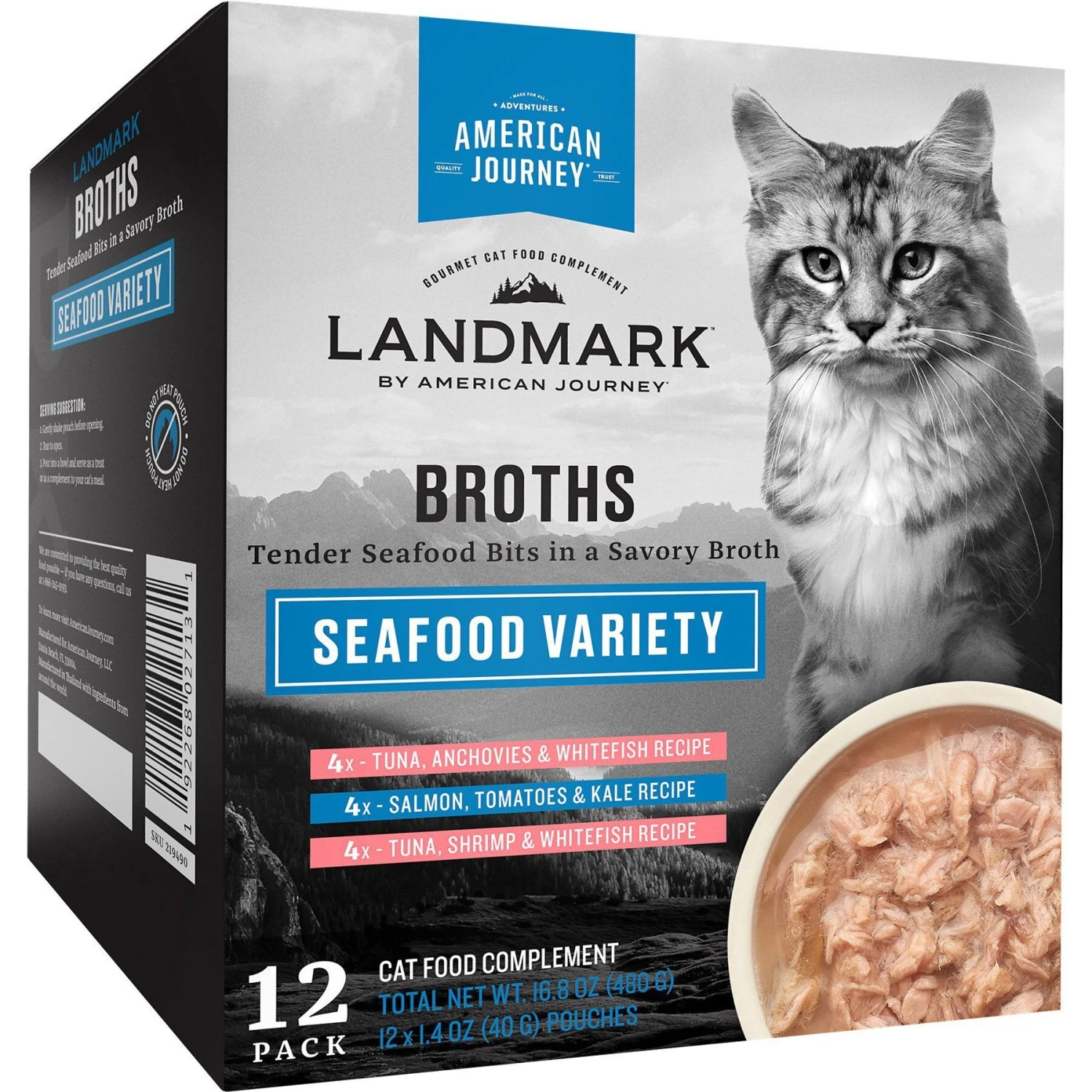 Fancy Feast Flaked Fish & Shrimp Feast Canned Cat Food & American Journey Landmark Broths Seafood Variety Pack Wet Cat Food Complement Pouches 6 Fancy Feast Flaked Fish & Shrimp Feast Canned Cat Food & American Journey Landmark Broths Seafood Variety Pack Wet Cat Food Complement Pouches - Image 6