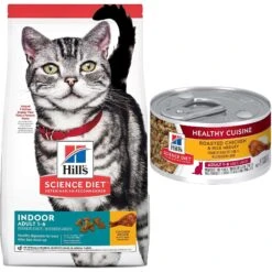 Hill's Science Diet Adult Indoor Chicken Recipe Dry Cat Food & Hill's Science Diet Adult Healthy Cuisine Roasted Chicken & Rice Medley Canned Cat Food