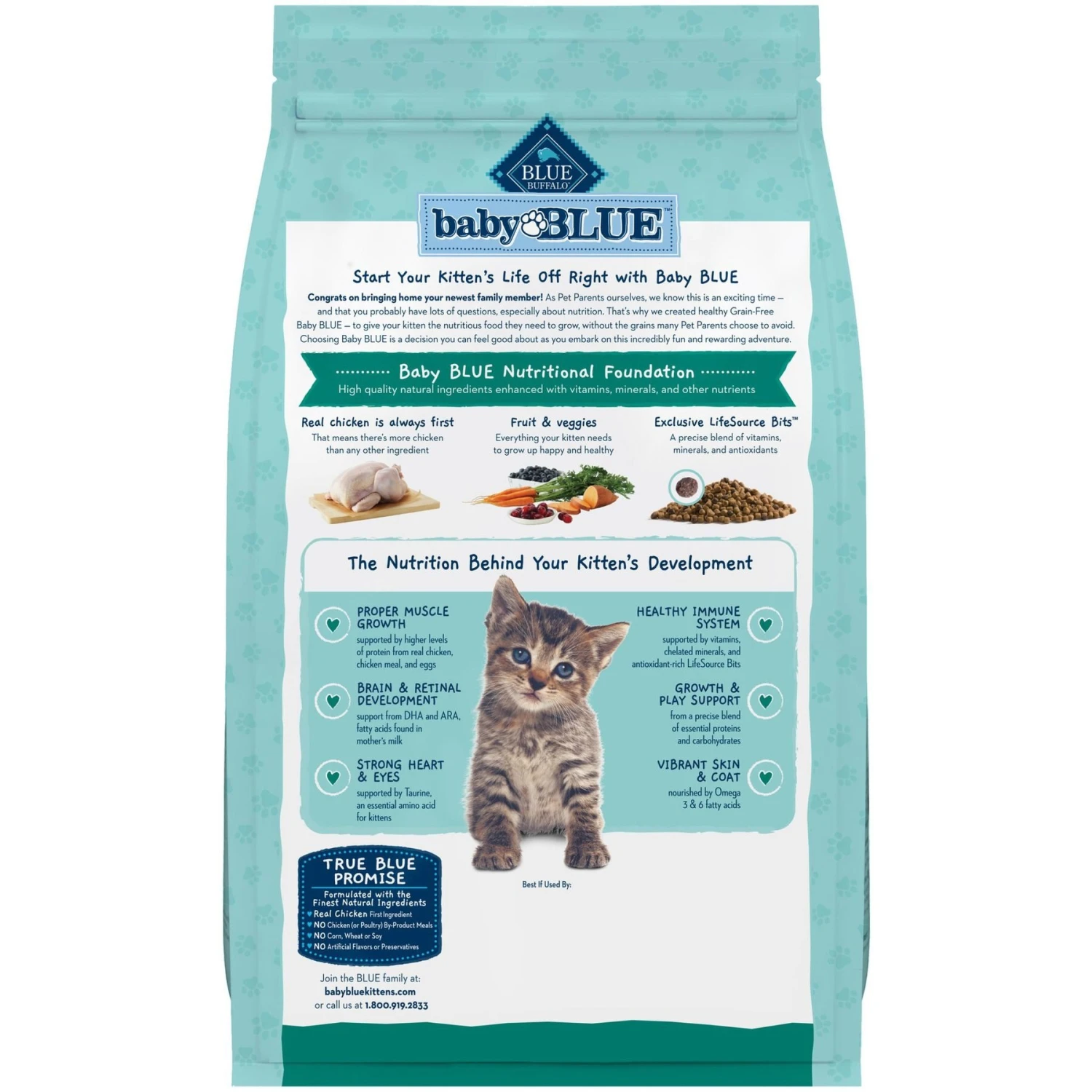 Blue Buffalo Baby Blue Healthy Growth Formula Grain-Free High Protein Chicken & Pea Recipe Kitten Dry Food 2 Blue Buffalo Baby Blue Healthy Growth Formula Grain-Free High Protein Chicken & Pea Recipe Kitten Dry Food - Image 2