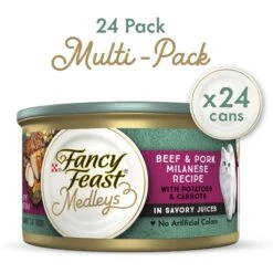 Fancy Feast Medleys Beef & Pork Milanese With Carrots & Potatoes In Savory Juices Wet Cat Food, 3-oz Can, Case Of 24