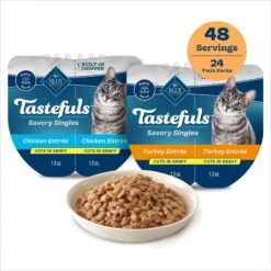 Blue Buffalo Tastefuls Savory Singles Chicken & Turkey Entrée Cat Food, 2.6-oz Cup, 24 Count