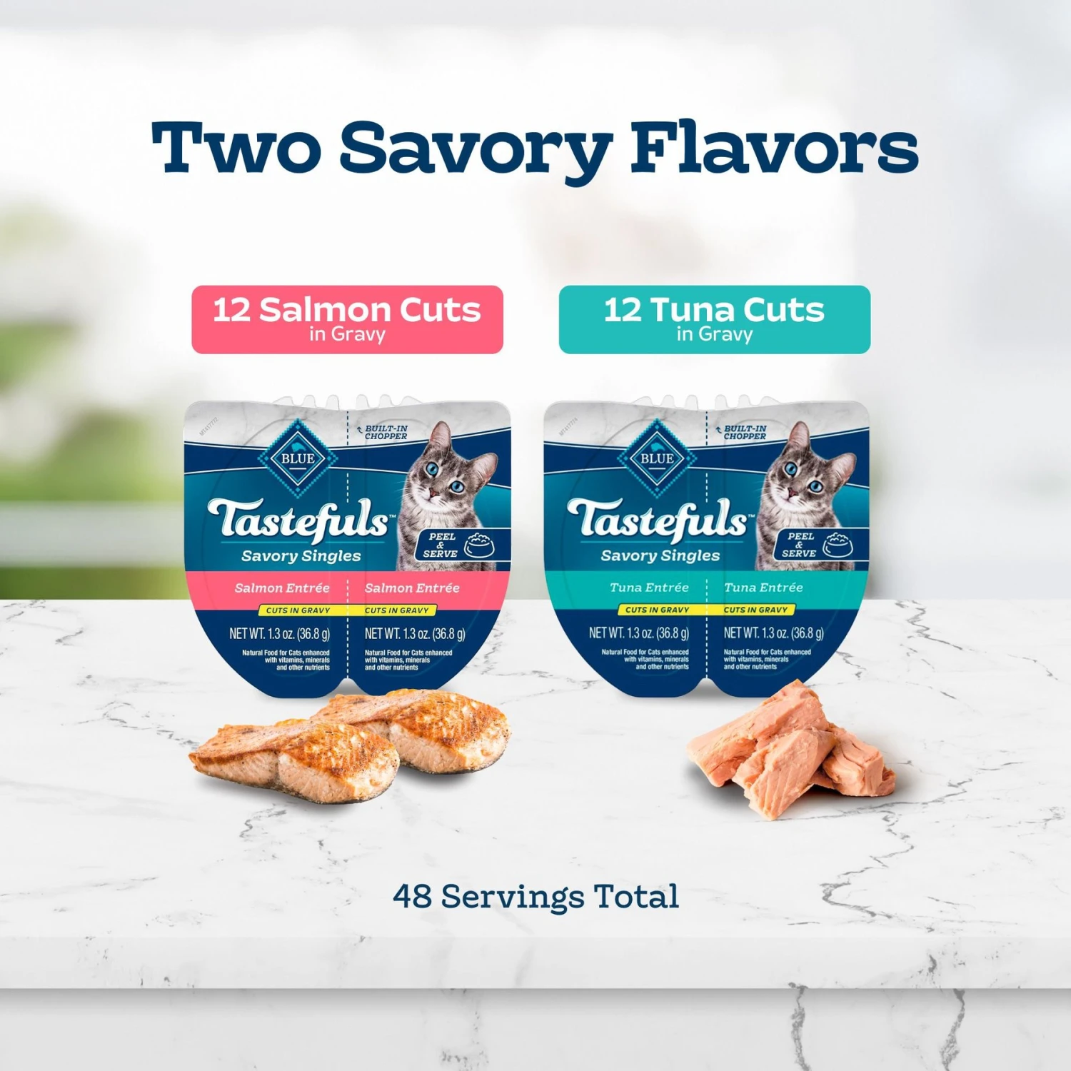 Blue Buffalo Tastefuls Savory Singles Salmon & Tuna Entrée Cat Food, 2.6-oz Cup, 24 Count 2 Blue Buffalo Tastefuls Savory Singles Salmon & Tuna Entrée Cat Food, 2.6-oz Cup, 24 Count - Image 2