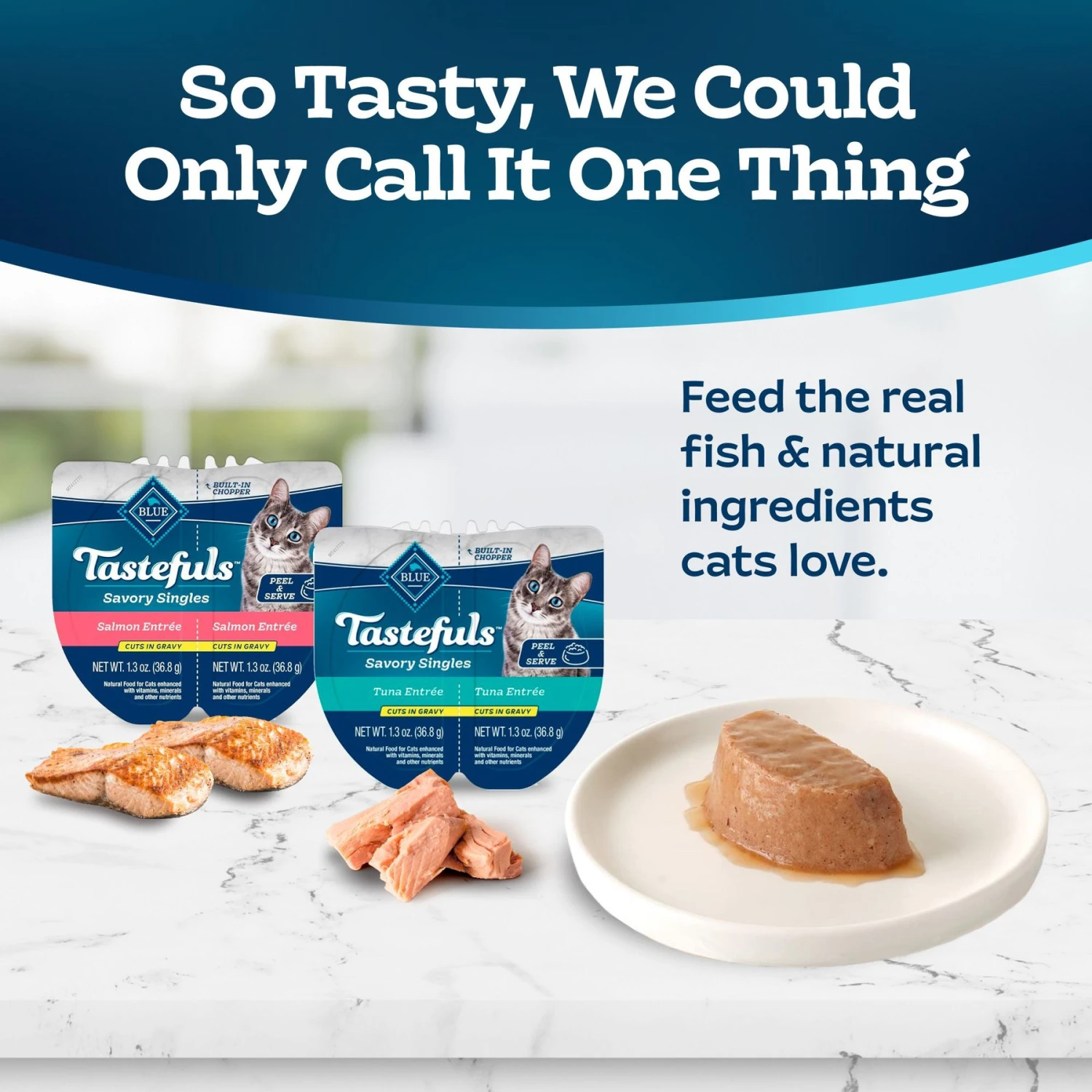 Blue Buffalo Tastefuls Savory Singles Salmon & Tuna Entrée Cat Food, 2.6-oz Cup, 24 Count 3 Blue Buffalo Tastefuls Savory Singles Salmon & Tuna Entrée Cat Food, 2.6-oz Cup, 24 Count - Image 3