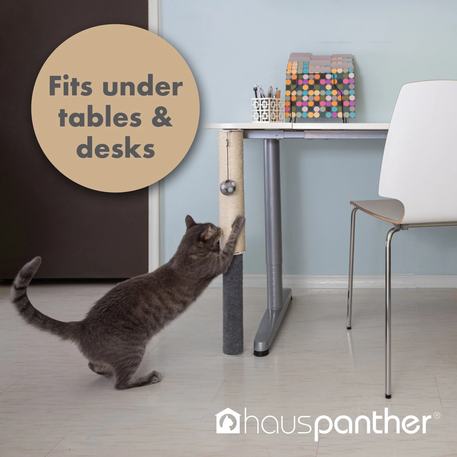Hauspanther Dual Surface Adjustable Under-Table Sisal Cat Scratching Post 2 Hauspanther Dual Surface Adjustable Under-Table Sisal Cat Scratching Post - Image 2