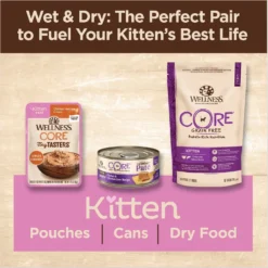 Wellness CORE Tiny Tasters Kitten Chicken Grain-Free Pate Wet Cat Food, 1.75-oz Pouch, Case Of 12 -Wellness Sales 363903 PT4. AC SS1800 V1695845856