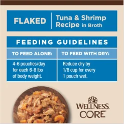 Wellness CORE Tiny Tasters Tuna & Shrimp Grain-Free Flaked Wet Cat Food, 1.75-oz Pouch, Case Of 12 -Wellness Sales 363911 PT8. AC SS1800 V1695832228