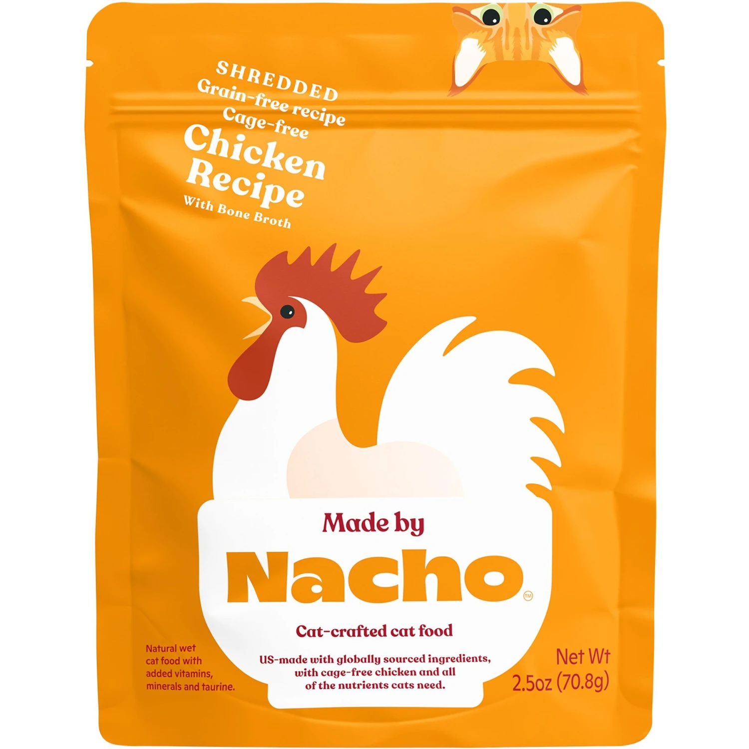 Made By Nacho Cage Free Shredded Chicken Recipe With Homestyle Bone Broth Grain-Free Wet Cat Food 1 Made By Nacho Cage Free Shredded Chicken Recipe With Homestyle Bone Broth Grain-Free Wet Cat Food