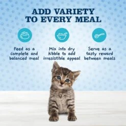 Blue Buffalo Baby Blue Healthy Growth Formula Grain-Free High Protein Chicken & Pea Recipe Kitten Dry Food & Blue Buffalo Baby Blue Healthy Growth Formula Grain-Free High Protein Variety Pack Kitten Wet Food, 3-oz Can, Case Of 6 -Wellness Sales 515062 PT4. AC SS1800 V1649343697
