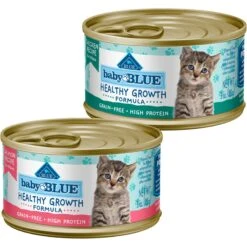 Blue Buffalo Baby Blue Healthy Growth Formula Grain-Free High Protein Chicken Recipe Kitten Wet Food, 3-oz Cans, Case Of 24 & Blue Buffalo Baby Blue Healthy Growth Formula Grain-Free High Protein Salmon Recipe Kitten Wet Food, 3-oz Cans, Case Of 24