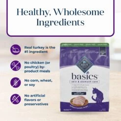 Blue Buffalo Basics Skin & Stomach Care Grain-Free Turkey & Potato Recipe Indoor Adult Dry Cat Food -Wellness Sales 51727 PT5. AC SS1800 V1646256418