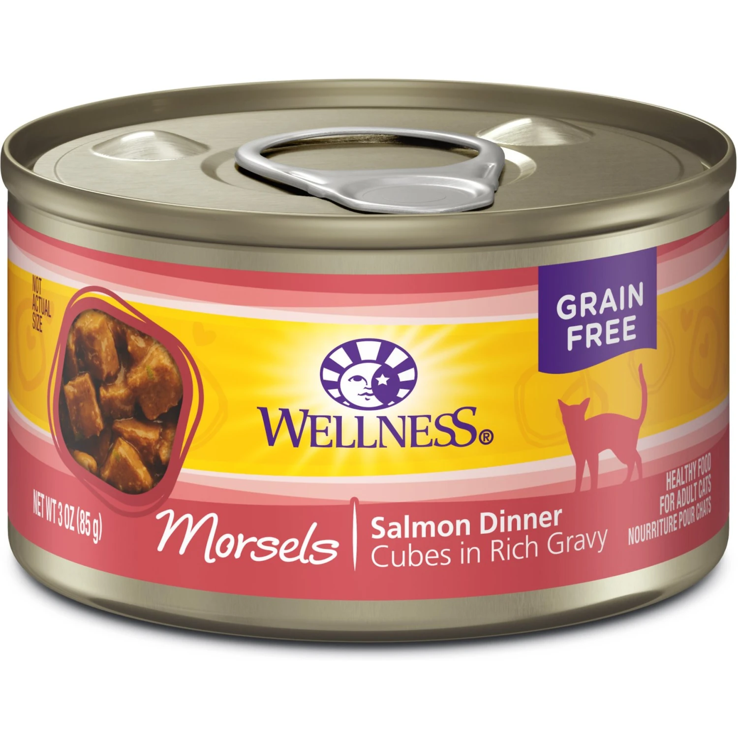 Wellness Cubed Salmon Dinner Morsels In Gravy Grain-Free Canned Cat Food 1 Wellness Cubed Salmon Dinner Morsels In Gravy Grain-Free Canned Cat Food