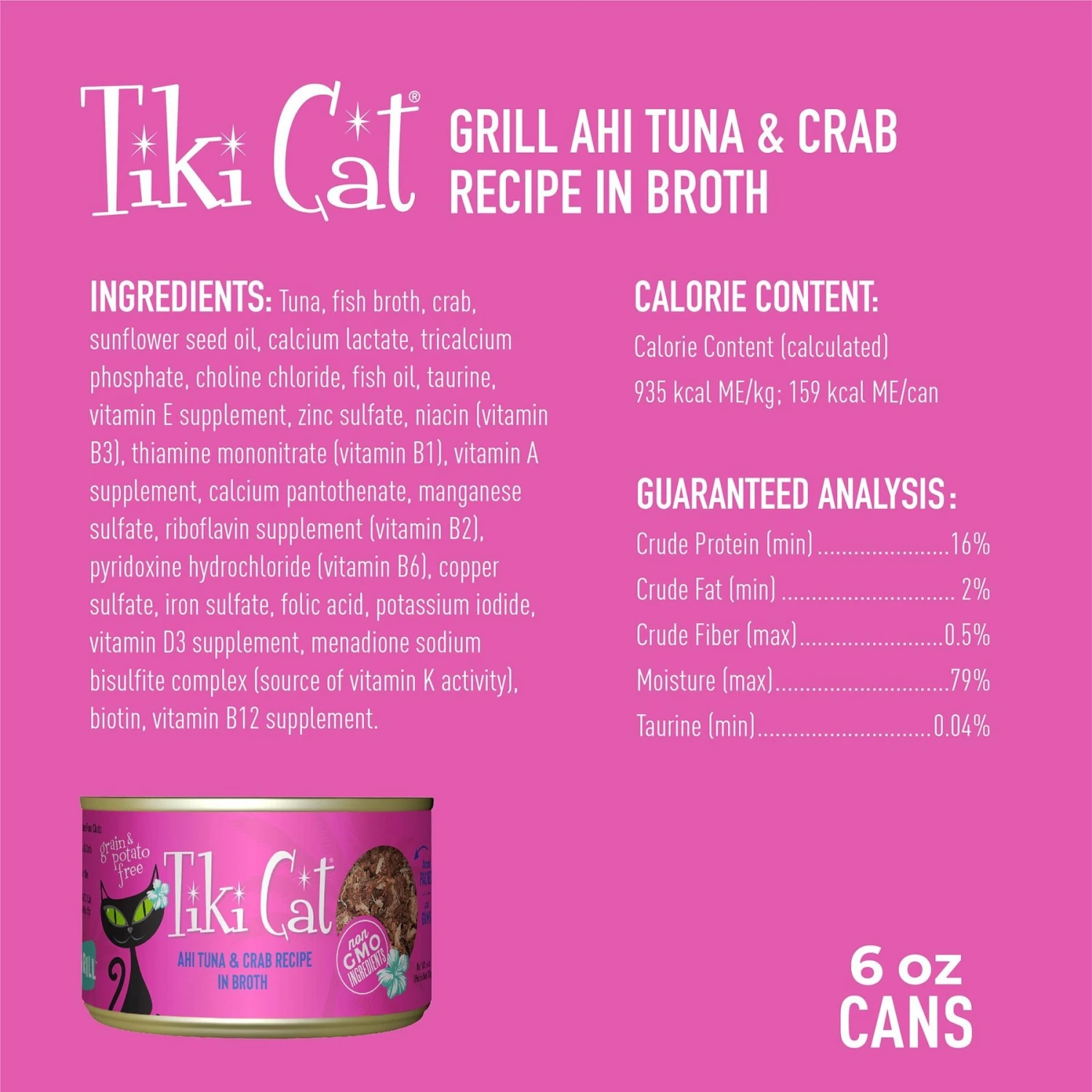 Tiki Cat Grill Ahi Tuna With Crab In Tuna Broth Grain-Free Canned Cat Food 3 Tiki Cat Grill Ahi Tuna With Crab In Tuna Broth Grain-Free Canned Cat Food - Image 3