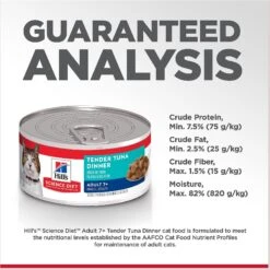 Hill's Science Diet Adult 7+ Tender Tuna Dinner Canned Cat Food 15 Hill's Science Diet Adult 7+ Tender Tuna Dinner Canned Cat Food -Wellness Sales 52769 PT6. AC SS1800 V1598151675