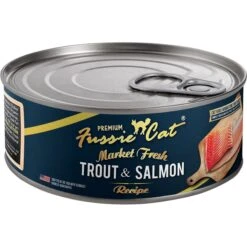 Fussie Cat Market Fresh Trout & Salmon Wet Cat Food, 5.5-oz Can, Case Of 24