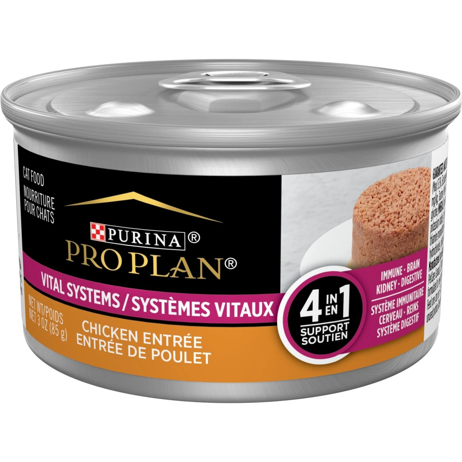 Purina Pro Plan Vital Systems 4-in-1 Support Chicken Entrée Pate Wet Cat Food, 3-oz Can, Case Of 24 1 Purina Pro Plan Vital Systems 4-in-1 Support Chicken Entrée Pate Wet Cat Food, 3-oz Can, Case Of 24