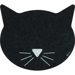 ORE Pet Recycled Rubber Black Cat Face Placemat