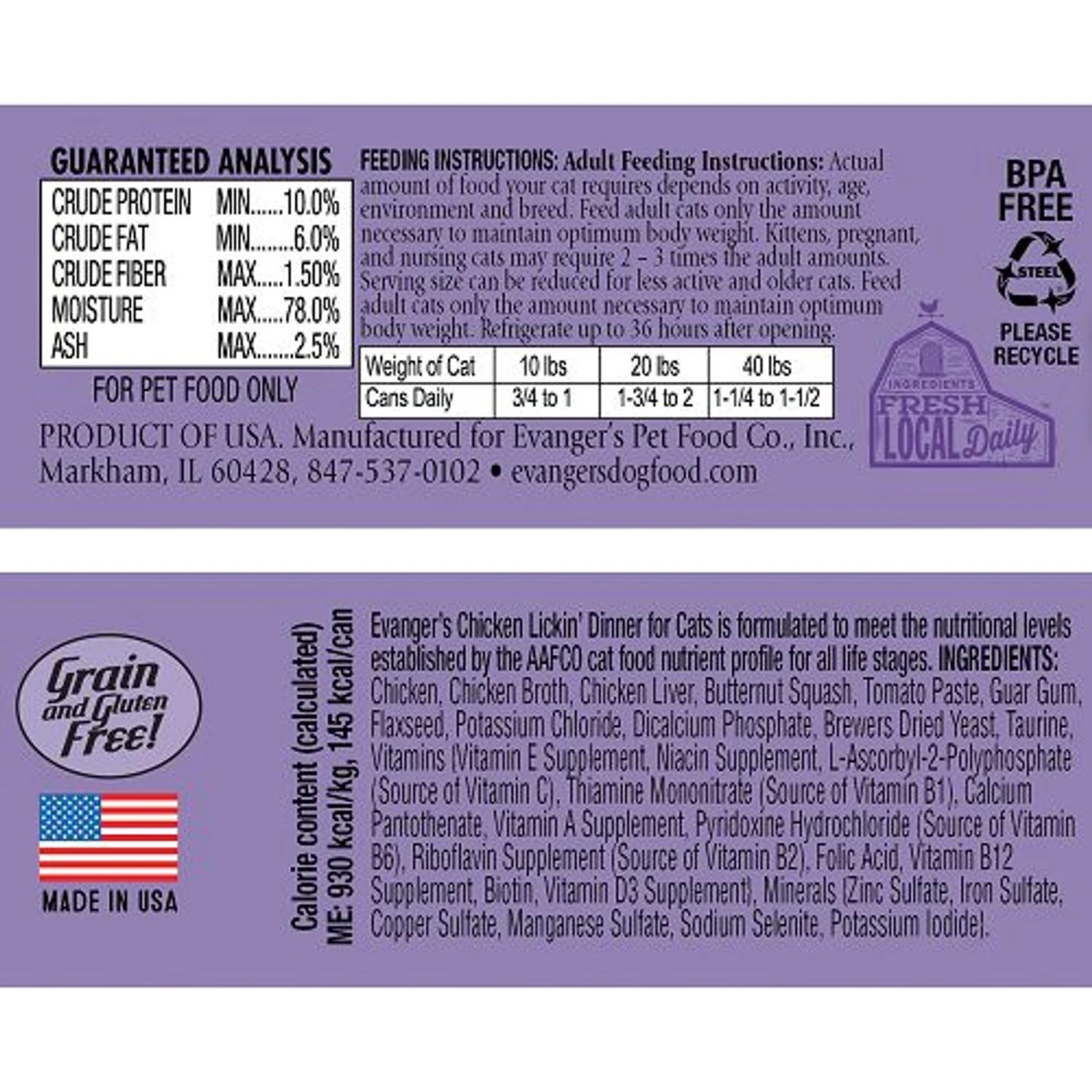 Evanger's Classic Recipes Chicken Lickin' Dinner Grain-Free Canned Cat Food 2 Evanger's Classic Recipes Chicken Lickin' Dinner Grain-Free Canned Cat Food - Image 2