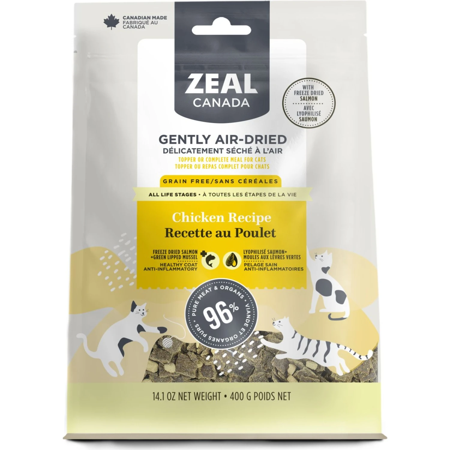 Zeal Canada Gently Chicken With Freeze-Dried Salmon Flavored Air-Dried Cat Food, 14-oz Bag 1 Zeal Canada Gently Chicken With Freeze-Dried Salmon Flavored Air-Dried Cat Food, 14-oz Bag
