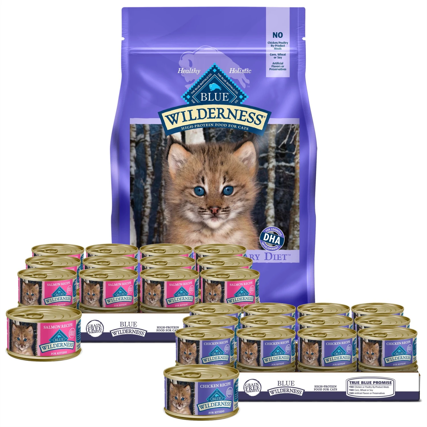 Blue Buffalo Wilderness High Protein Natural Grain-Free Chicken Kitten Dry Cat Food + 2 Items 1 Blue Buffalo Wilderness High Protein Natural Grain-Free Chicken Kitten Dry Cat Food + 2 Items
