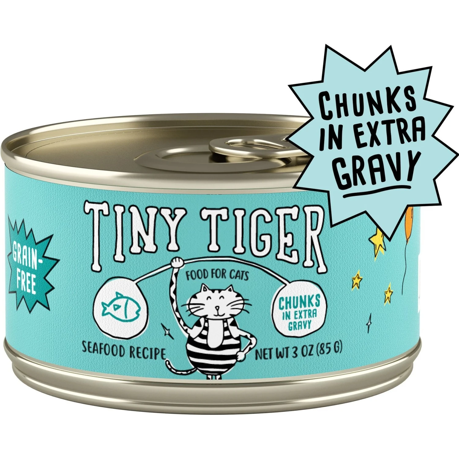 Tiny Tiger Chunks In EXTRA Gravy Seafood Recipe Grain-Free Canned Cat Food & Tiny Tiger, Lickables, Variety Pack, Bisque Cat Treat & Topper 2 Tiny Tiger Chunks In EXTRA Gravy Seafood Recipe Grain-Free Canned Cat Food & Tiny Tiger, Lickables, Variety Pack, Bisque Cat Treat & Topper - Image 2