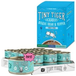 Tiny Tiger Pate Seafood Recipe Grain-Free Canned Cat Food & Tiny Tiger, Lickables, Variety Pack, Bisque Cat Treat & Topper