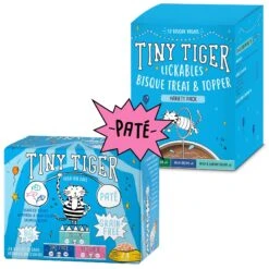 Tiny Tiger Pate Seafood Recipes Variety Pack Grain-Free Canned Cat Food & Tiny Tiger, Lickables, Variety Pack, Bisque Cat Treat & Topper