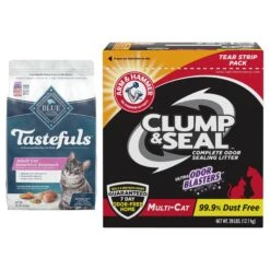 Blue Buffalo Tastefuls Sensitive Stomach Natural Chicken Adult Dry Cat Food & Arm & Hammer Litter Clump & Seal Multi-Cat Scented Clumping Clay Cat Litter