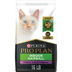 Purina Pro Plan Adult Indoor Hairball Management Turkey & Rice Formula Dry Cat Food