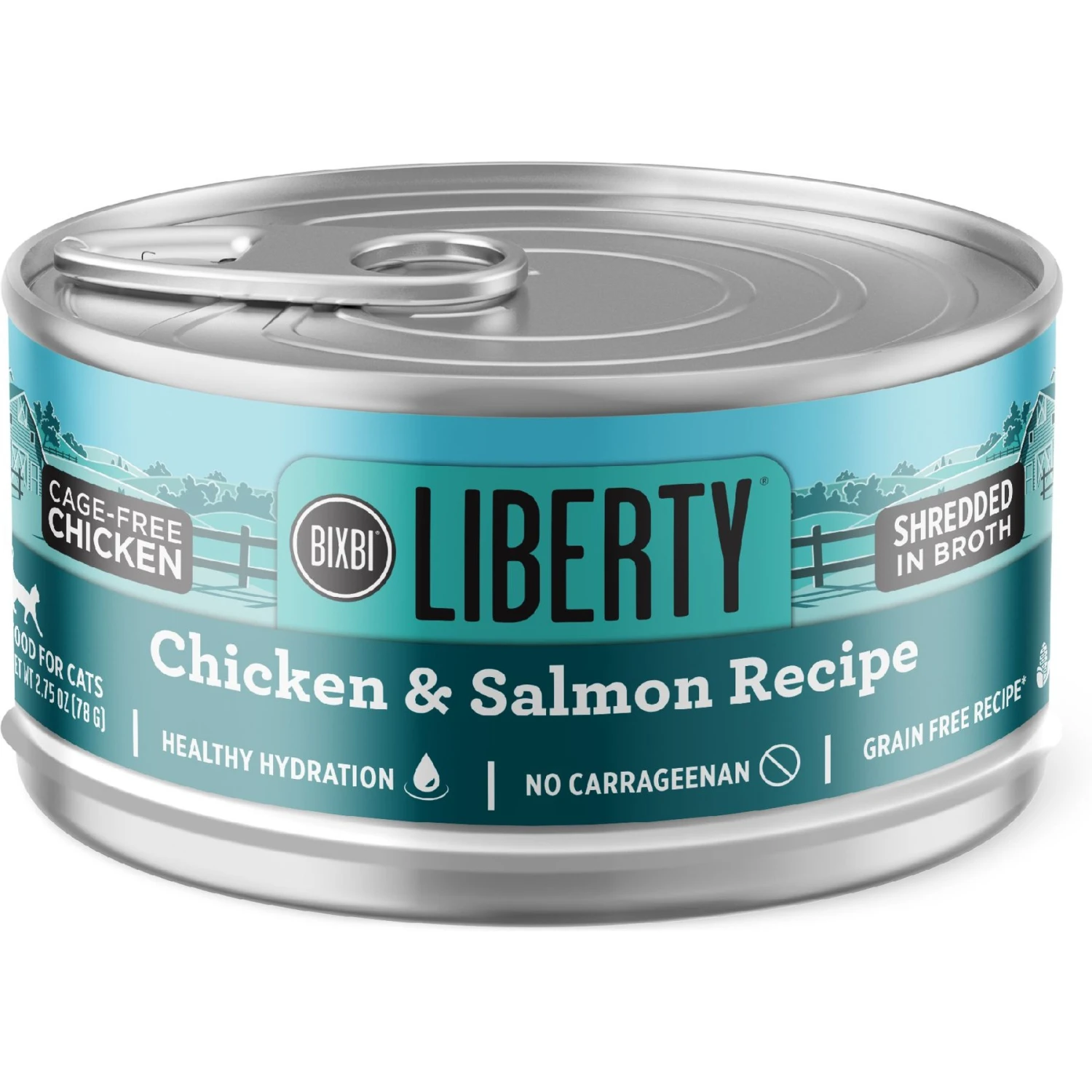 BIXBI Liberty Chicken & Salmon Recipe In Broth Grain-Free Wet Cat Food, 2.75-oz Can, Case Of 24 1 BIXBI Liberty Chicken & Salmon Recipe In Broth Grain-Free Wet Cat Food, 2.75-oz Can, Case Of 24