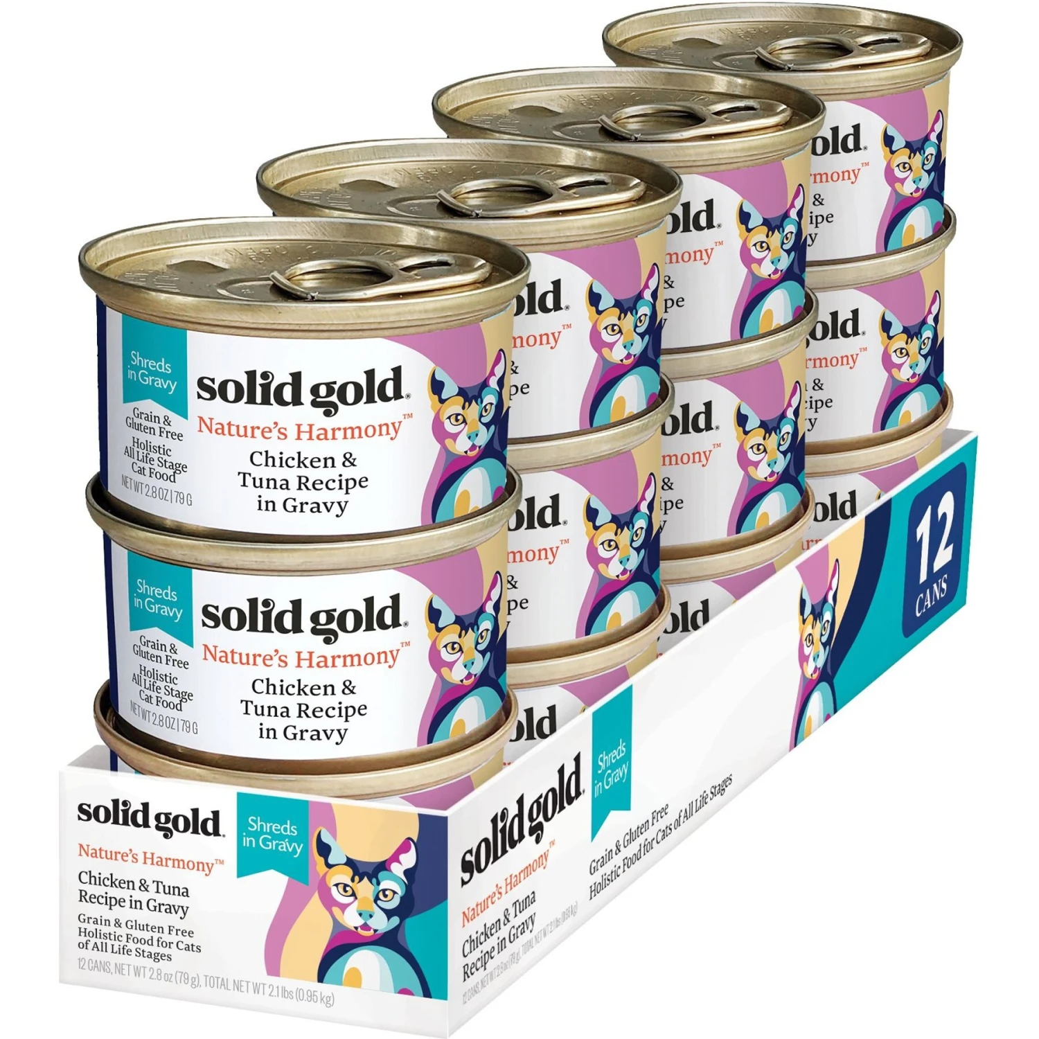 Solid Gold Nature's Harmony Chicken & Tuna Recipe In Gravy Grain-Free Wet Cat Food, 2.8-oz Can, 24 Count 1 Solid Gold Nature's Harmony Chicken & Tuna Recipe In Gravy Grain-Free Wet Cat Food, 2.8-oz Can, 24 Count