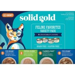 Solid Gold Feline Favorites Variety Pack Grain-Free Wet Cat Food, 3-oz Can, Case Of 12