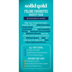 Solid Gold Feline Favorites Variety Pack Grain-Free Wet Cat Food, 3-oz Can, Case Of 12 -Wellness Sales 739190 PT7. AC SS1800 V1684874445