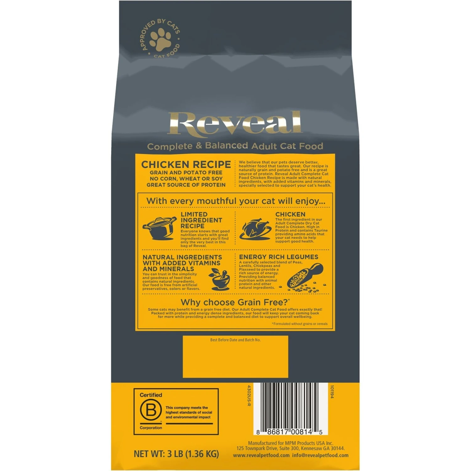 Reveal Natural Complete & Balanced Grain-Free Chicken Recipe Dry Cat Food, 3-lb Bag 2 Reveal Natural Complete & Balanced Grain-Free Chicken Recipe Dry Cat Food, 3-lb Bag - Image 2