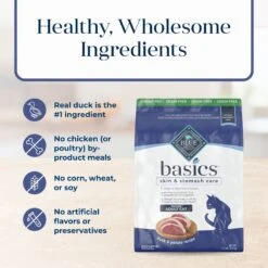Blue Buffalo Basics Skin & Stomach Care Grain-Free Formula Duck & Potato Indoor Adult Dry Cat Food -Wellness Sales 75578 PT5. AC SS1800 V1646251347