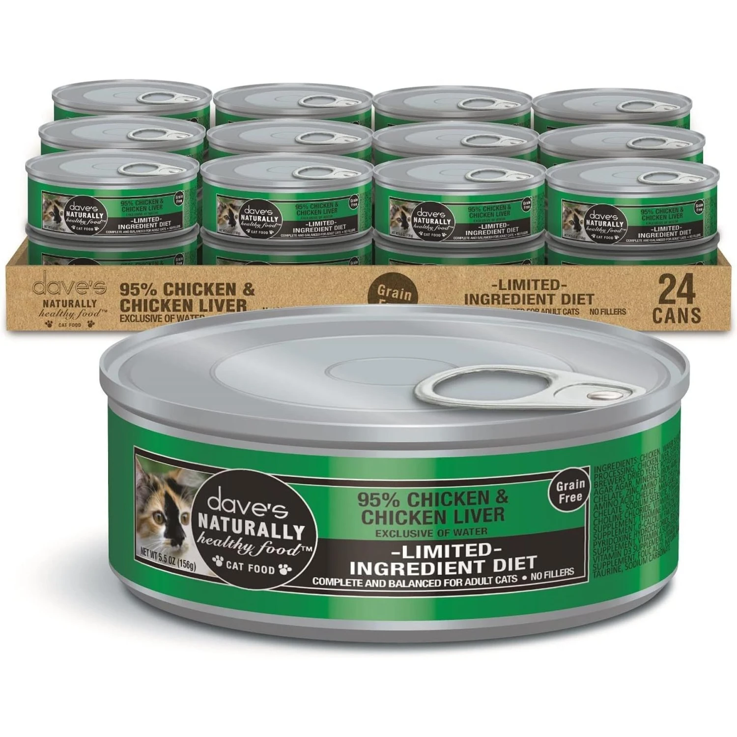Dave's Pet Food Naturally Healthy 95% Chicken & Chicken Liver Canned Cat Food, 5.5-oz, Case Of 24 1 Dave's Pet Food Naturally Healthy 95% Chicken & Chicken Liver Canned Cat Food, 5.5-oz, Case Of 24