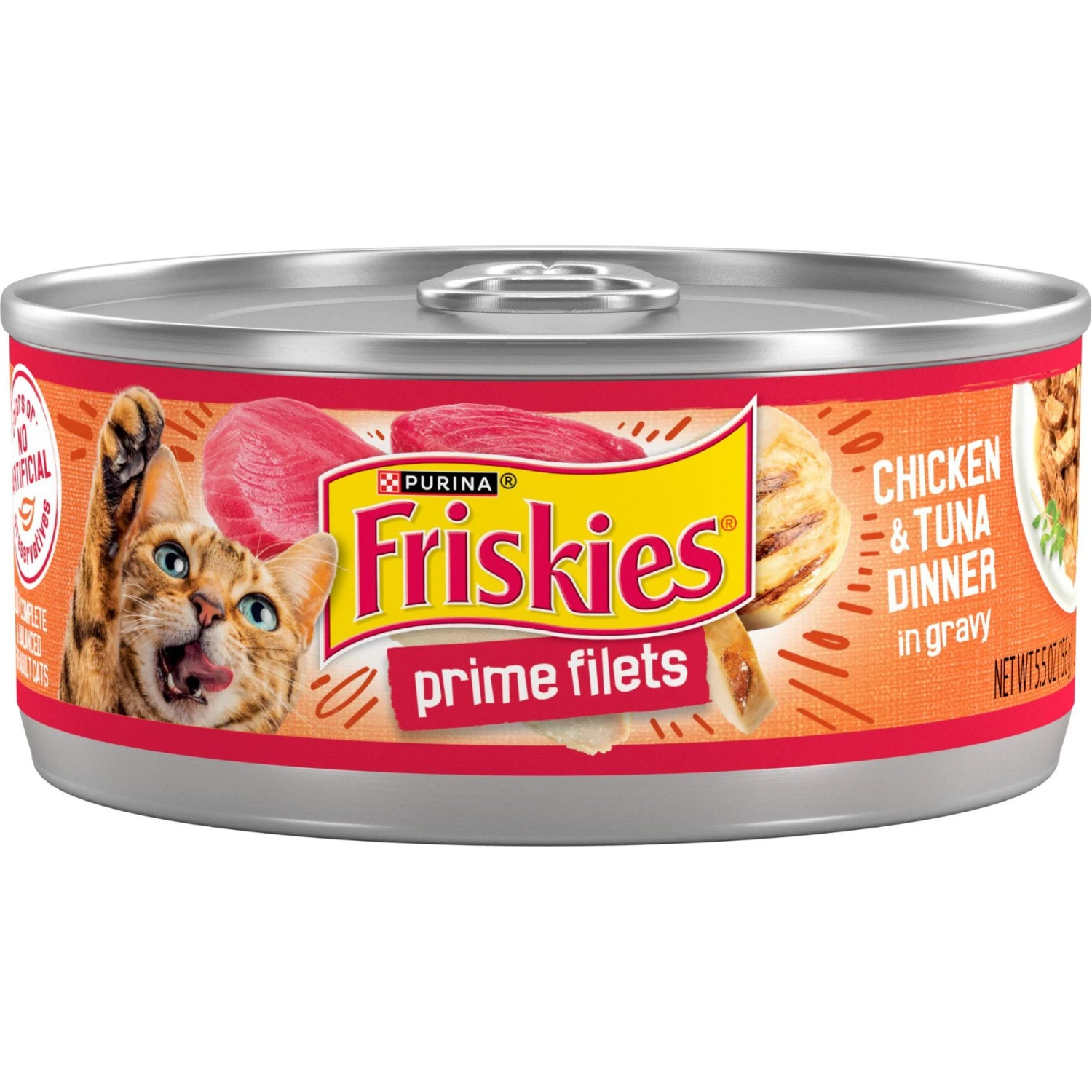 Friskies Prime Filets Chicken & Tuna Dinner In Gravy Canned Cat Food 1 Friskies Prime Filets Chicken & Tuna Dinner In Gravy Canned Cat Food