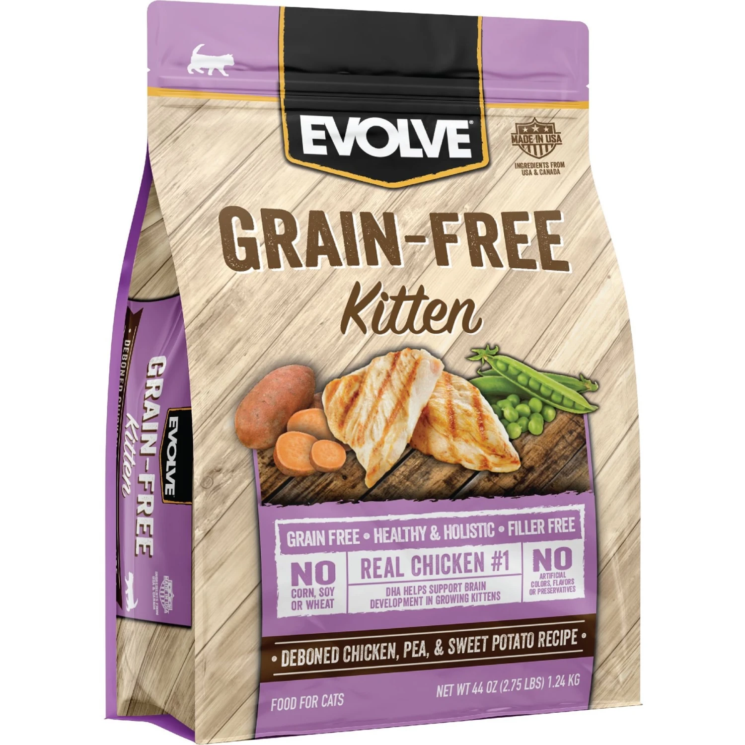 Evolve Chicken, Pea, & Sweet Potato Recipe Kitten Formula Grain-Free Dry Kitten Food 1 Evolve Chicken, Pea, & Sweet Potato Recipe Kitten Formula Grain-Free Dry Kitten Food