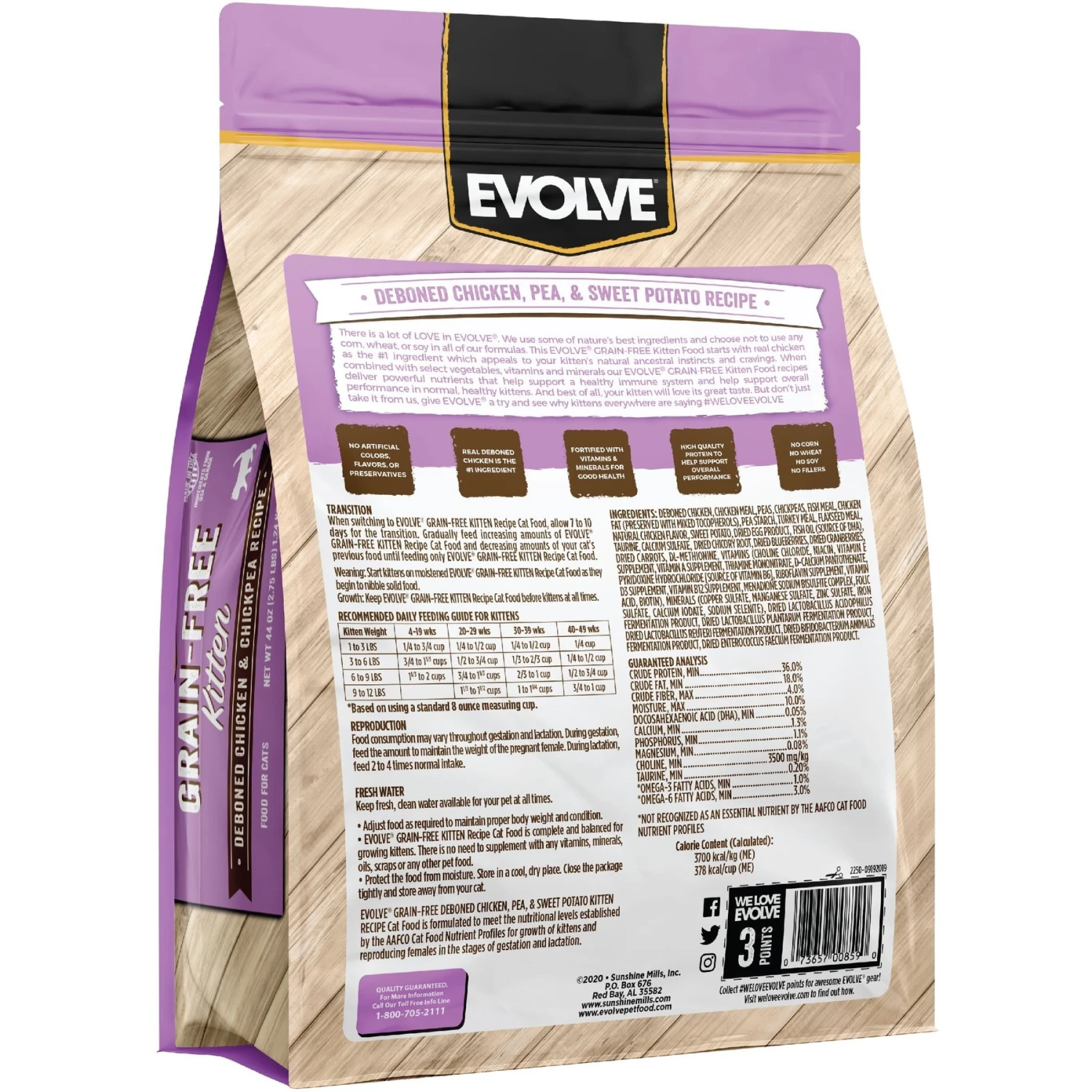 Evolve Chicken, Pea, & Sweet Potato Recipe Kitten Formula Grain-Free Dry Kitten Food 2 Evolve Chicken, Pea, & Sweet Potato Recipe Kitten Formula Grain-Free Dry Kitten Food - Image 2