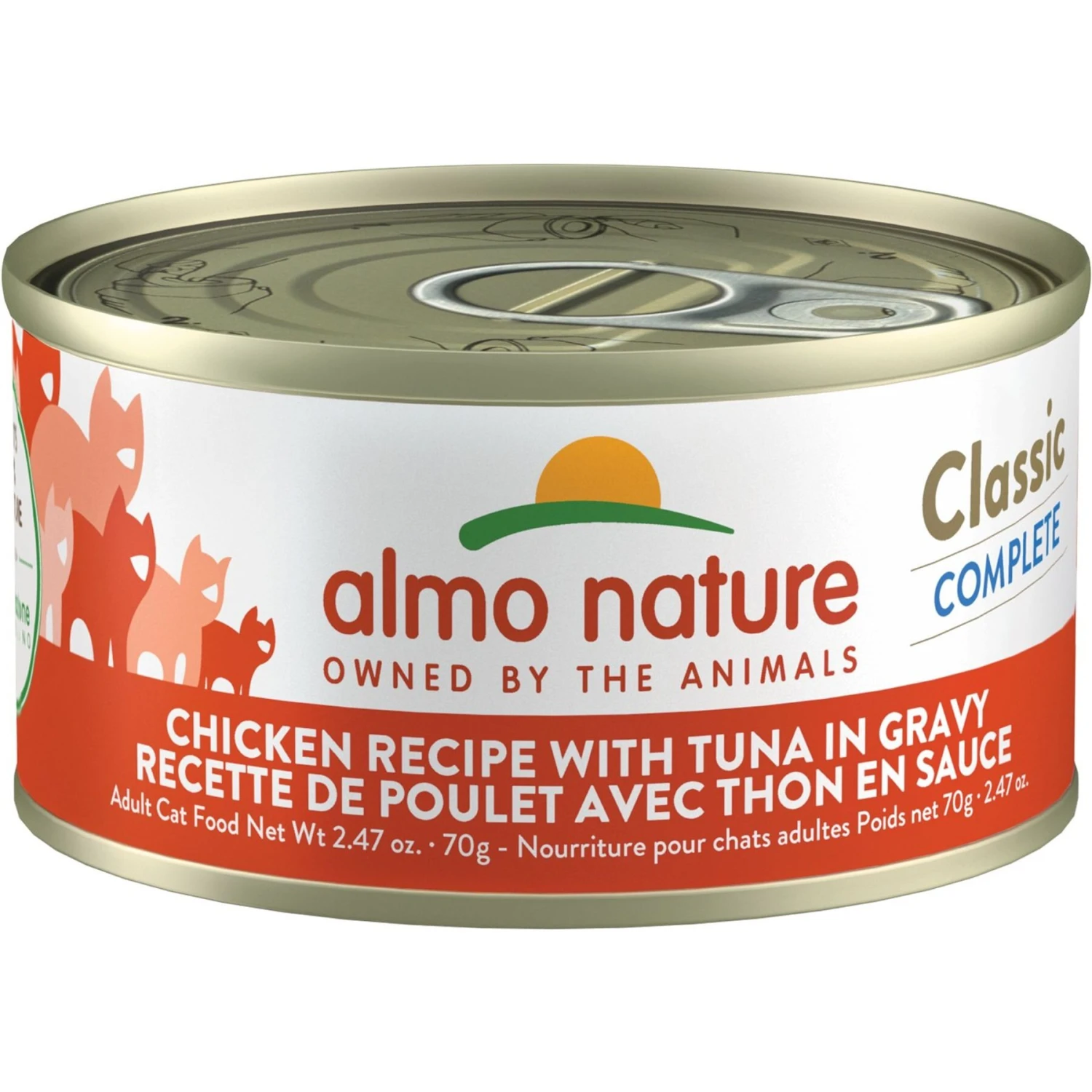 Almo Nature Classic Complete Premium Chicken Recipe With Tuna In Gravy Grain-Free Wet Cat Food, 2.47-oz Can, Case Of 12 1 Almo Nature Classic Complete Premium Chicken Recipe With Tuna In Gravy Grain-Free Wet Cat Food, 2.47-oz Can, Case Of 12
