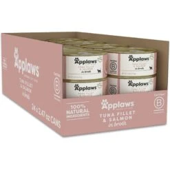 Applaws Limited Ingredient Tuna & Salmon In Broth Canned Wet Cat Food, 2.47-oz Can, Case Of 24