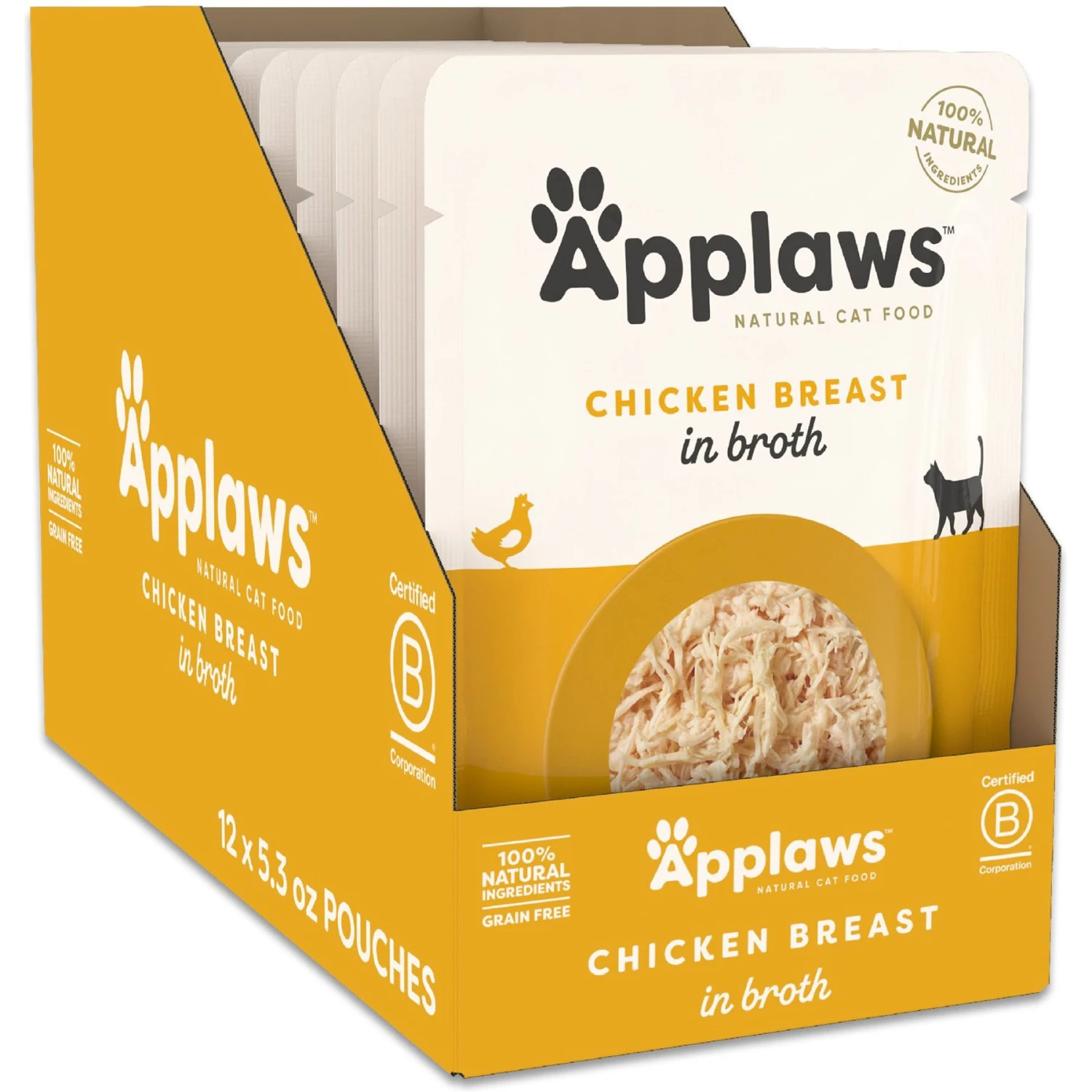 Applaws Chicken In Broth Limited Ingredient Wet Cat Food, 5.3-oz Pouch, Case Of 12 1 Applaws Chicken In Broth Limited Ingredient Wet Cat Food, 5.3-oz Pouch, Case Of 12