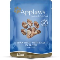 Applaws Tuna With Crab In Broth Limited Ingredient Wet Cat Food, 5.3-oz Pouch, Case Of 12