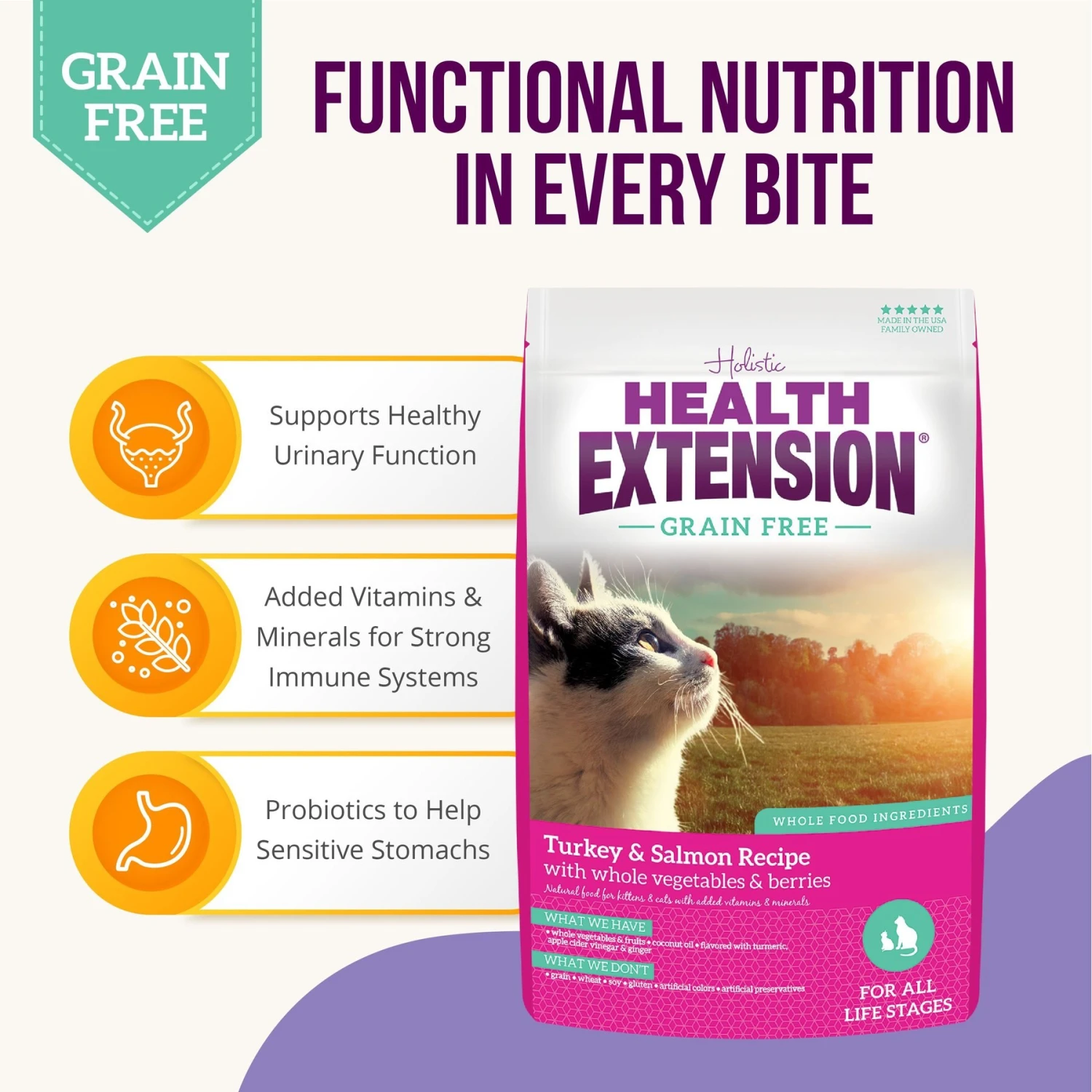 Health Extension Grain-Free Turkey & Salmon Recipe Dry Cat Food 3 Health Extension Grain-Free Turkey & Salmon Recipe Dry Cat Food - Image 3