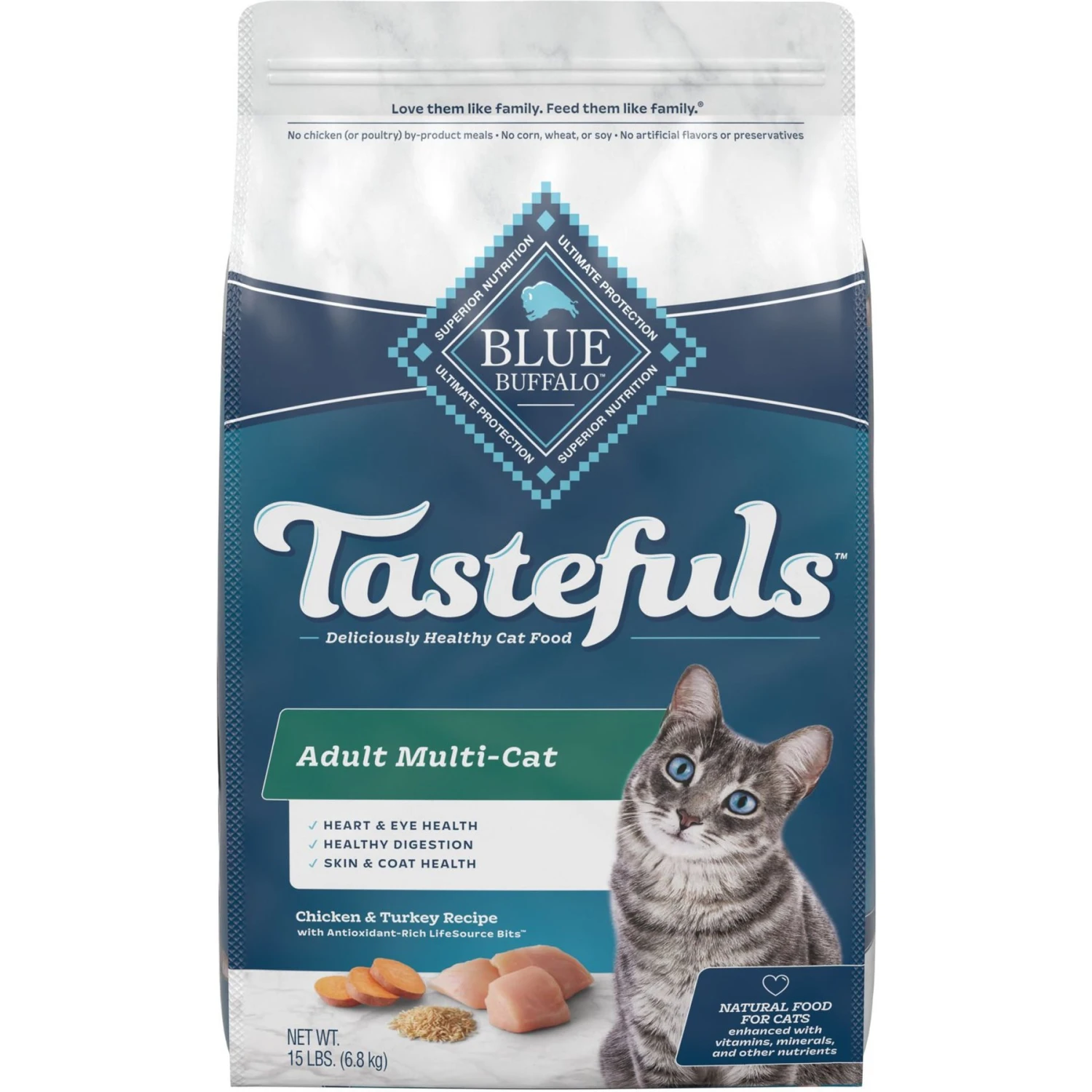 Blue Buffalo Tastefuls Multi Cat Natural Chicken & Turkey Adult Dry Cat Food 1 Blue Buffalo Tastefuls Multi Cat Natural Chicken & Turkey Adult Dry Cat Food