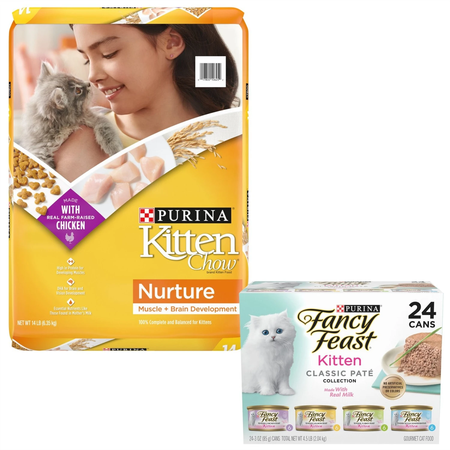 Kitten Chow Nurture Muscle & Brain Development Dry Cat Food & Fancy Feast Tender Feast Variety Pack Canned Kitten Food 1 Kitten Chow Nurture Muscle & Brain Development Dry Cat Food & Fancy Feast Tender Feast Variety Pack Canned Kitten Food