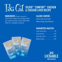 Tiki Cat Silver Comfort Chicken & Chicken Liver Recipe Grain-Free Wet Cat Food, 0.28-oz Pouch, Case Of 20 -Wellness Sales 883494 PT2. AC SS1800 V1690570674