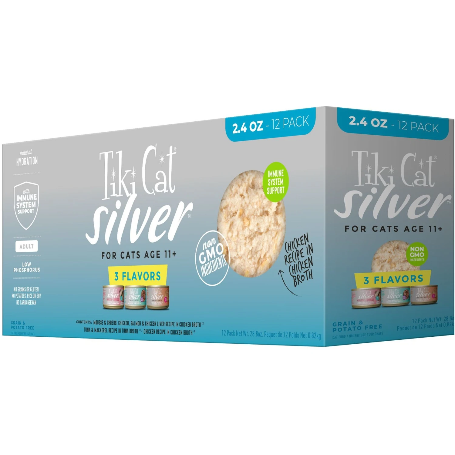 Tiki Cat Silver Variety Pack Grain-Free Wet Cat Food, 2.4-oz Can, Case Of 12 1 Tiki Cat Silver Variety Pack Grain-Free Wet Cat Food, 2.4-oz Can, Case Of 12