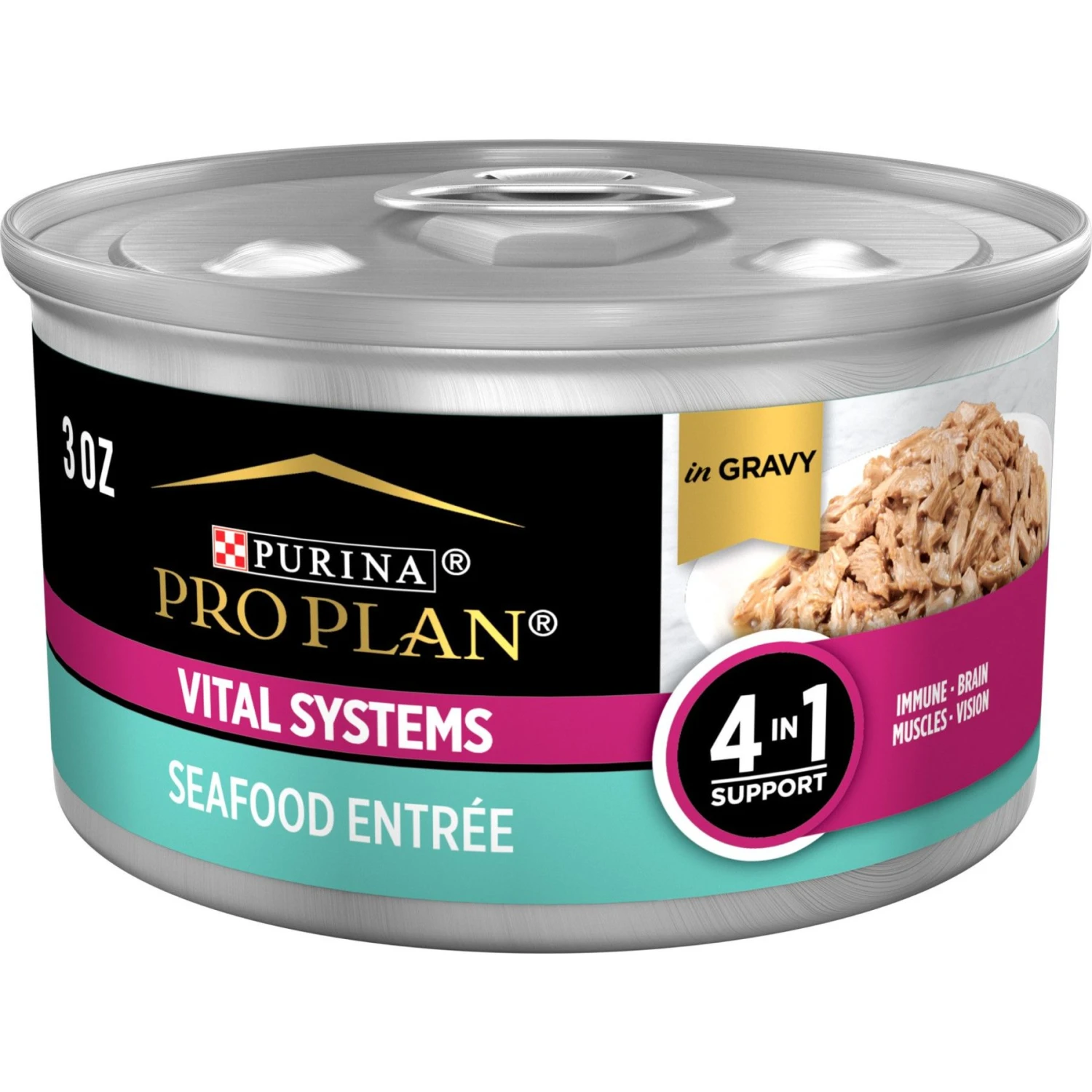 Purina Pro Plan Vital Systems Seafood Entree In Wet Cat Food Gravy, 3-oz Can, Case Of 24 1 Purina Pro Plan Vital Systems Seafood Entree In Wet Cat Food Gravy, 3-oz Can, Case Of 24